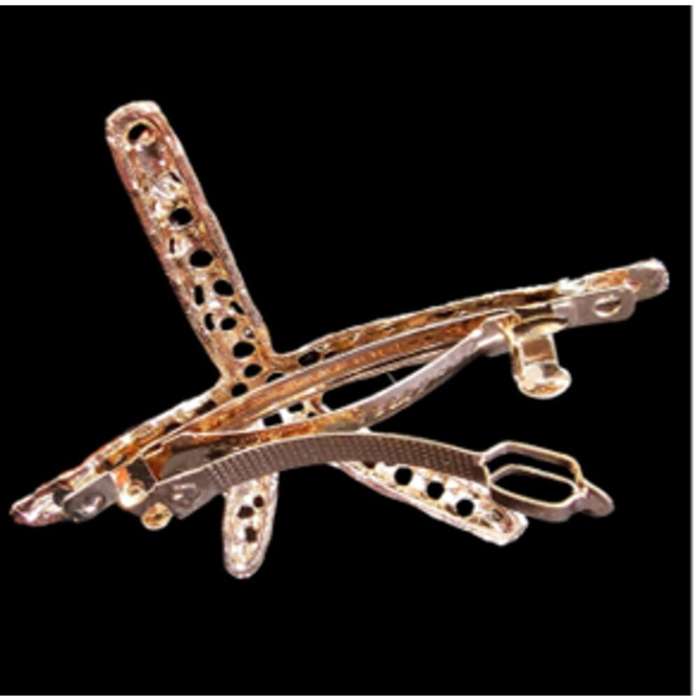 Women's Gold-Brass Toned Hair Accessory Barrett Up-do Fashion Jewelry 7Pc Bundle - Picture 4 of 5